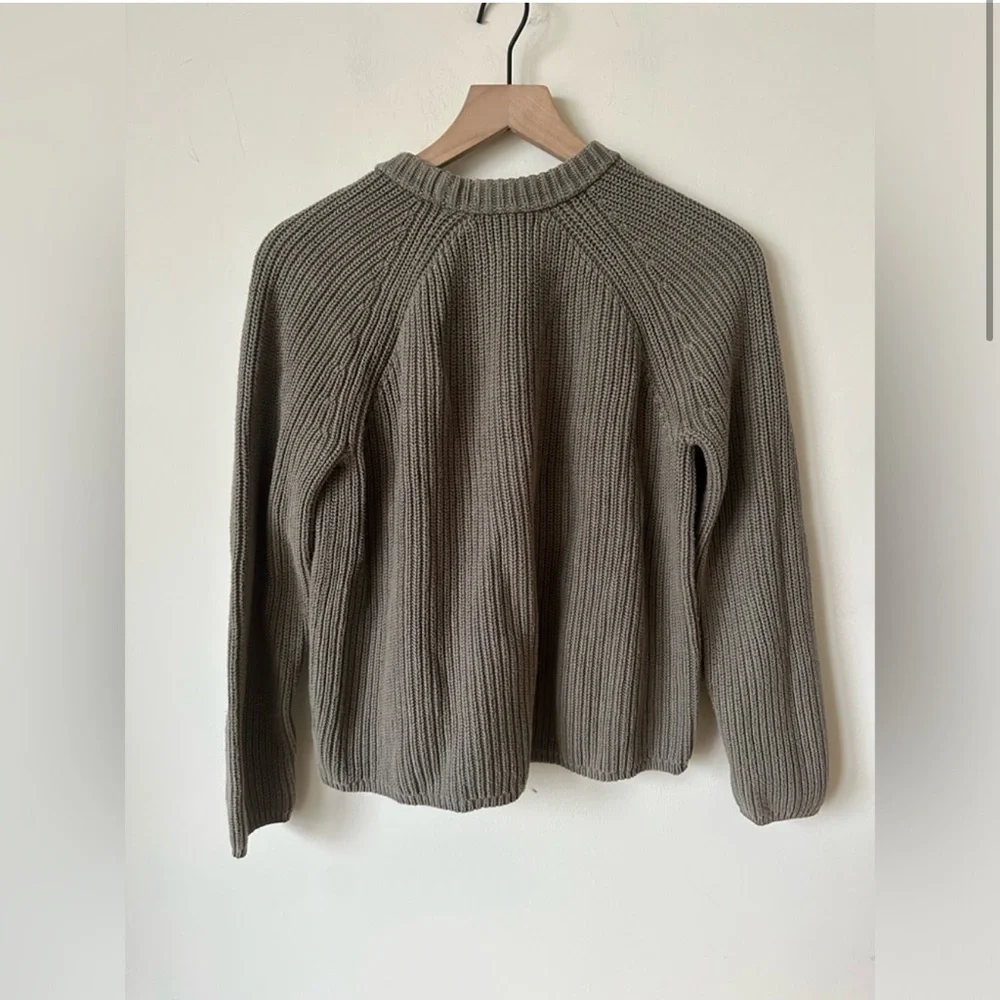 Jenni Kayne Cotton Fisherman Sweater Sage Small - Picture 3 of 6
